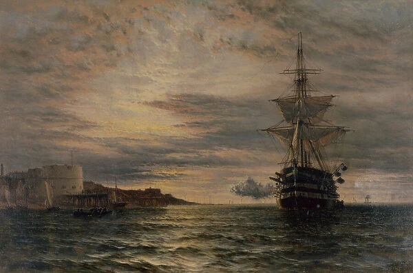 The Morning Salute From HMS St Vincent off Portsmouth (oil)