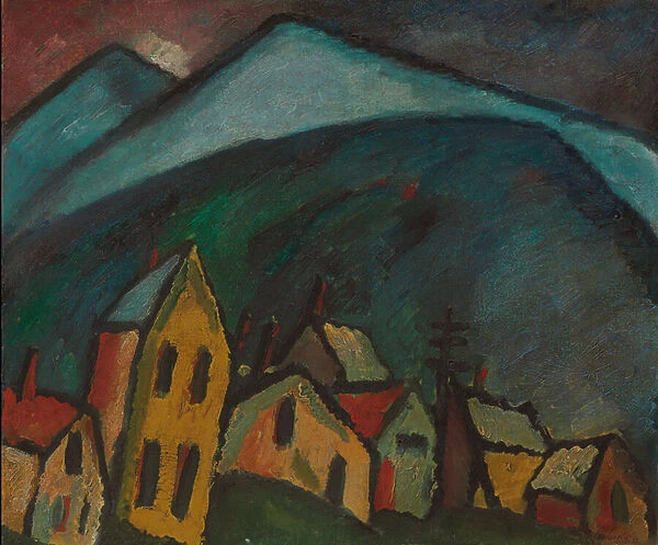 Mountain Landscape with Houses; Berglandschaft mit Hausern, 1912 (oil on canvas)