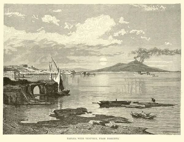 Naples, with Vesuvius, from Posilippo (engraving)