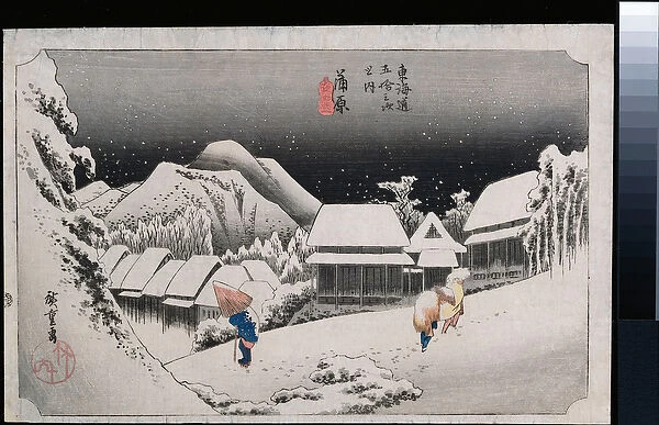 Night Snow, Kambara, from the series The Fifty-Three Stations of the Tokaido (woodblock print)