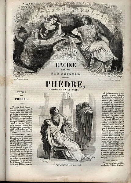 Phedre, by Jean Racine (1639-1699 - engraving in 'Works of Jean Racine'