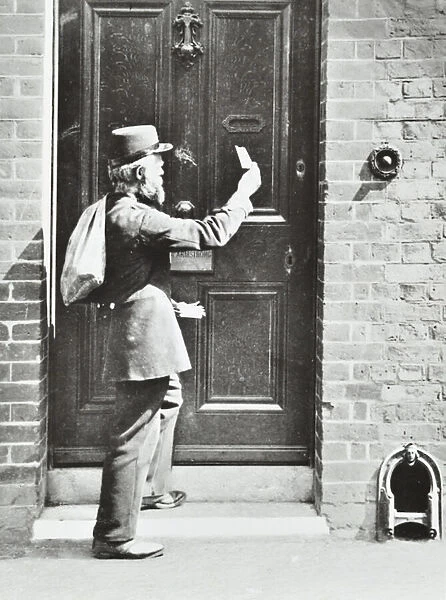 Postman in King William Walk, Greenwich, 1885 (b  /  w photo)