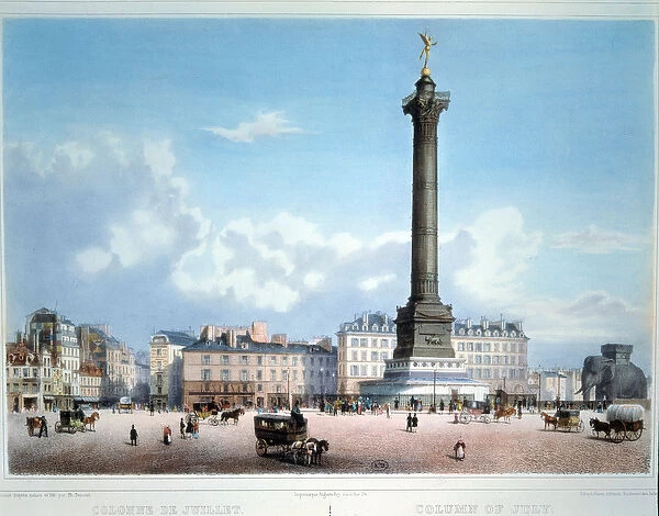 Revolution of 1848: Place de la Bastille, the July column and the elephant in plaster