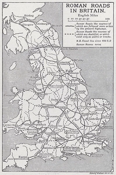 Roman roads in Britain (litho)