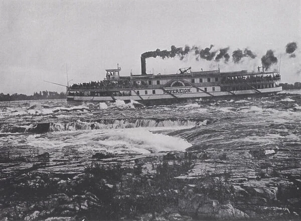 Shooting the Lachine Rapids, River St Lawrence (b  /  w photo)