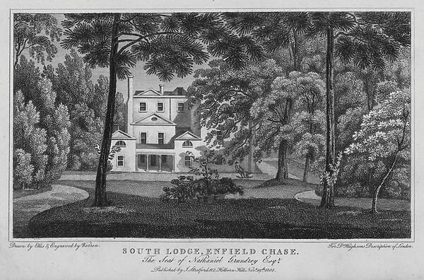 South Lodge, Enfield Chase, the seat of Nathaniel Grundrey (engraving)