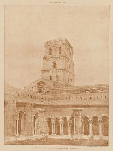 St Trophime, Arles, Cloisters (engraving)
