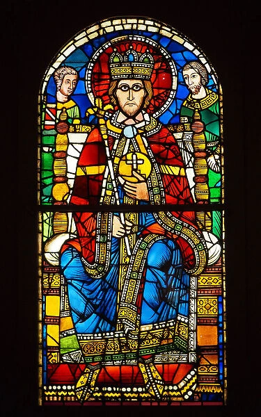 Stained glass. Emperor in Majesty, late XII century (Strasbourg Cathedral)