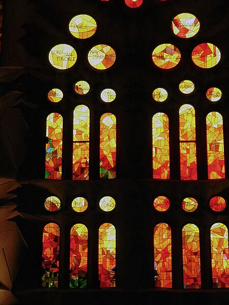 The stained glass windows, Sagrada Familia, Barcelona, Spain (photo)