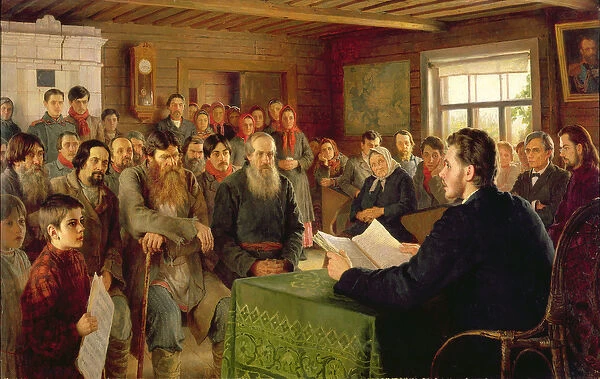 Sunday Reading at a Country School, 1895 (oil on canvas)