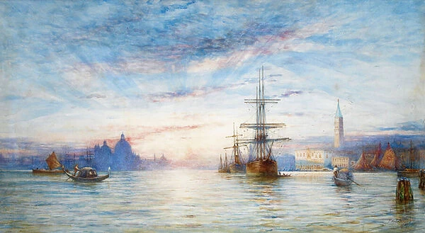 Sunset over the Venetian Lagoon (w  /  c on paper)