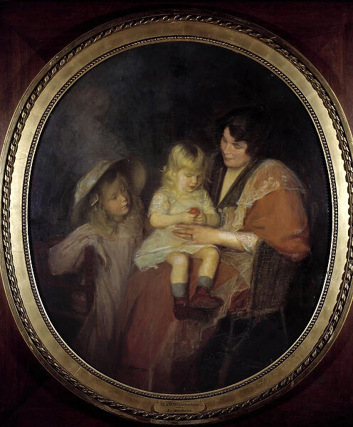 Tangerin A mother and her two children. Painting by Jacques Emile (Jacques-Emile