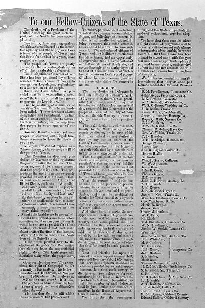 Texas Secession Ordinance, 8th January 1861 (print) (b  /  w photo)