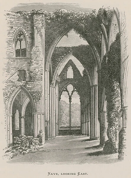 Tintern Abbey, Nave, looking East (engraving)