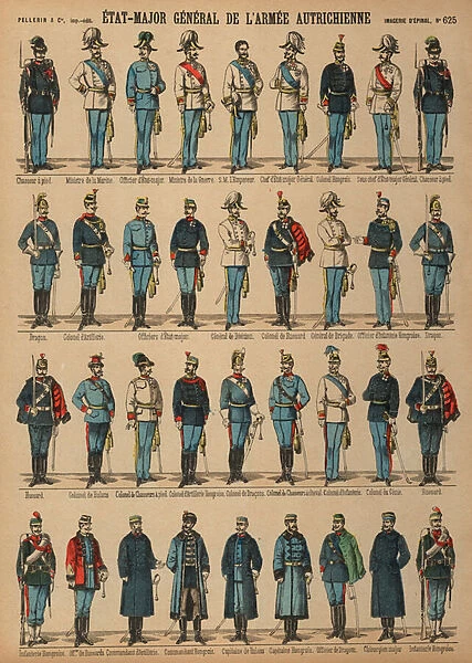Uniforms of the Austro-Hungarian Army (coloured engraving)