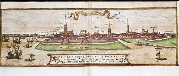 View of Hamburg (engraving, 16th century)