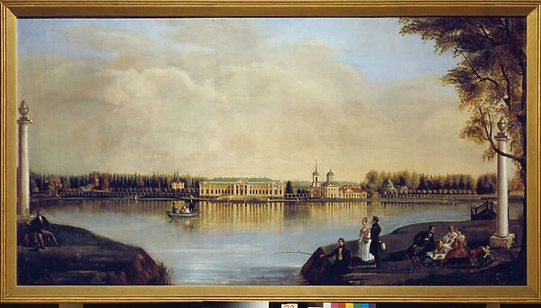 Vue du palais Kouskovo (Moscou, Russie). Peinture de Nikolai Ivanovitch Podklyuchnikov (1813-1877), huile sur toile, 1839. Art russe, 19e siecle. State History Museum, Moscou