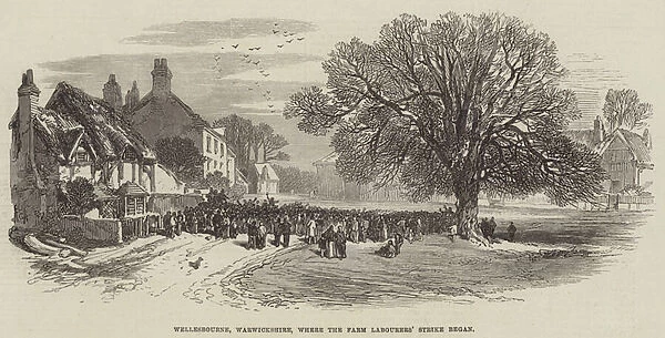 Wellesbourne, Warwickshire, where the Farm Labourers Strike began (engraving)