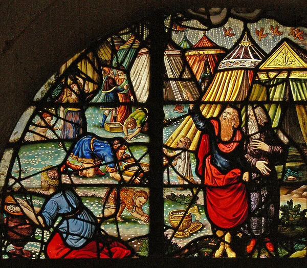 Window Charnier-10 depicting Manna from Heaven (stained glass)