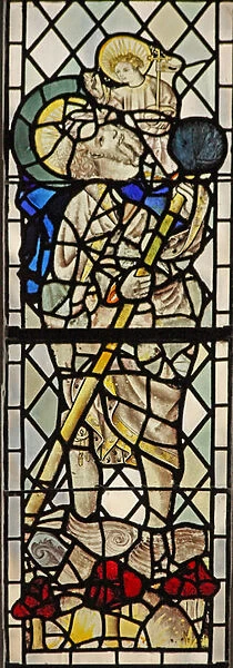 Window n3 depicting St Christopher (stained glass)