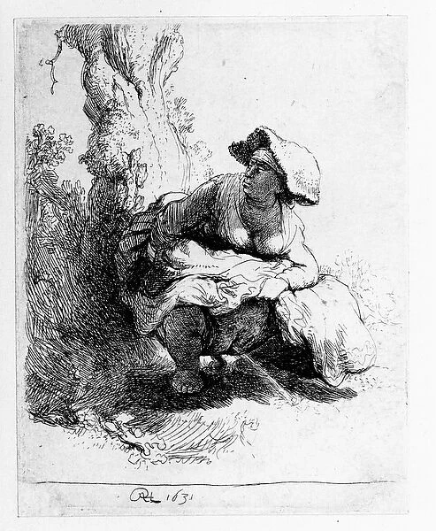Woman urinating under a tree, 1631 (etching)
