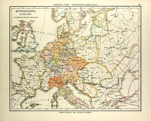 Map of Central Europe in 1000 A. D