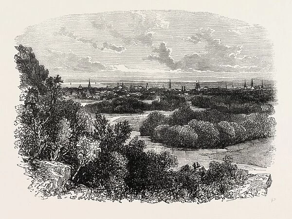 NEW HAVEN, UNITED STATES OF AMERICA, US, USA, 1870s engraving