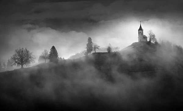 Misty way to the church