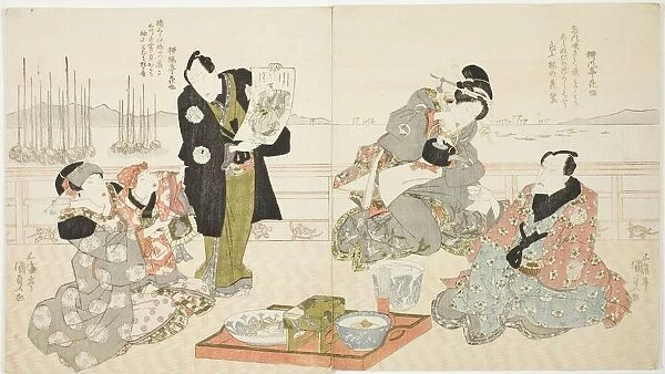 The actors Onoe Kikugoro III, Onoe Matsutake III, and Iwai Kumesaburo II, c. 1825. Creator: Utagawa Kunisada