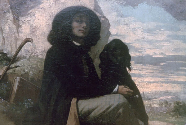 Courbet with his Black Dog, 1842. Artist: Gustave Courbet
