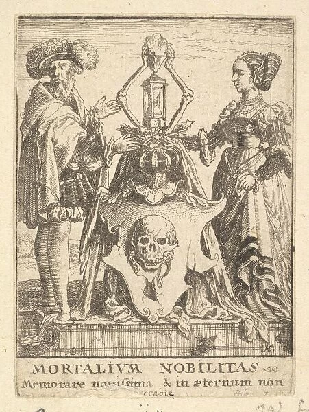 Deaths coat of arms, from the Dance of Death, 1651. Creator: Wenceslaus Hollar