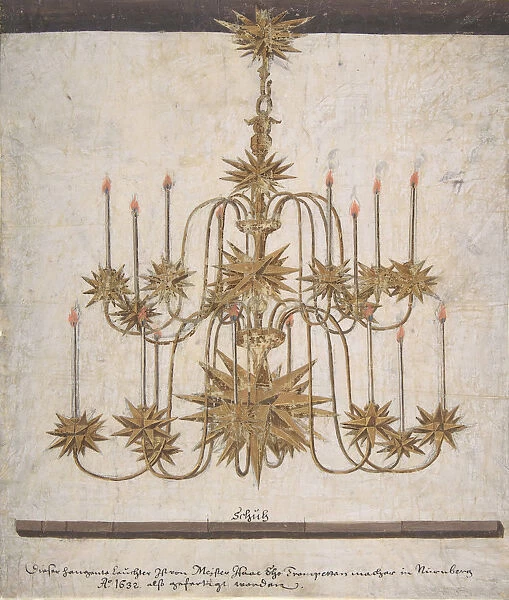 Design for a Chandelier with Sixteen Candles, 1632. Creator: Isaak Ehe