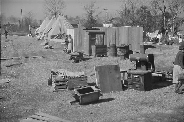 Flood refugee encampment at Forrest City, Arkansas, ca. 1937. Creator: Walker Evans