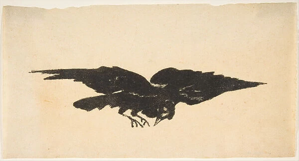 The Flying Raven, Ex Libris for The Raven by Edgar Allan Poe, 1875