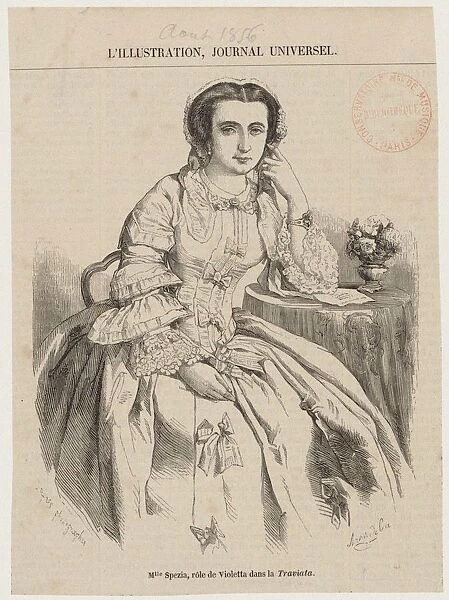 Maria Spezia (1828-1907) as Violetta in Opera La Traviata by Giuseppe Verdi, 1856