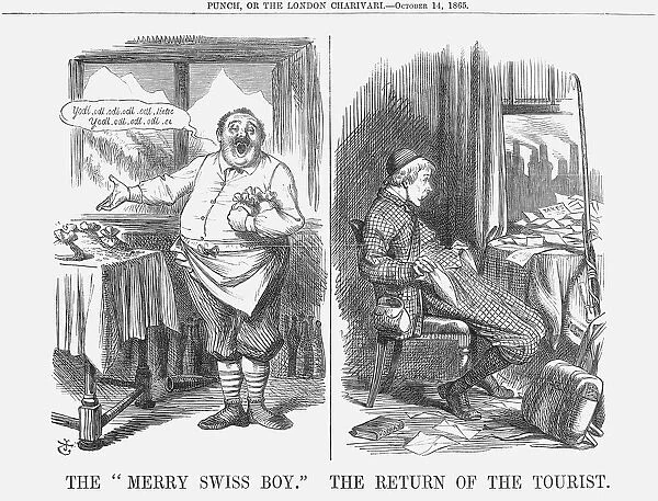The Merry Swiss Boy The Return of the Tourist, 1865. Artist: John Tenniel
