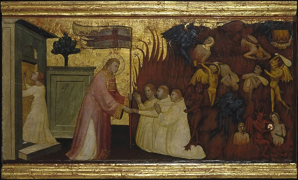 Saint Lawrence Liberates Souls from Purgatory. Scenes from the Life of Saint Lawrence, predella, ca 1412. Artist: Lorenzo di Niccolo (active 1391-1414)