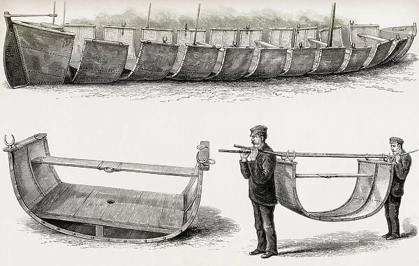 The 28-Foot Steel Boat Advance, Designed To Be Divided Into 12 Sections For Carrying Over Land, Used In Sir Henry Morton Stanleys Emin Pasha Relief Expedition In Africa 1886 To 1889. From In Darkest Africa By Henry M. Stanley Published 1890