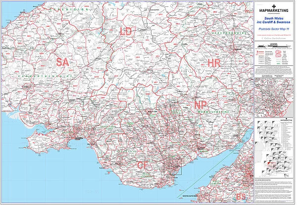 Postcode Sector Map sheet 11 South Wales