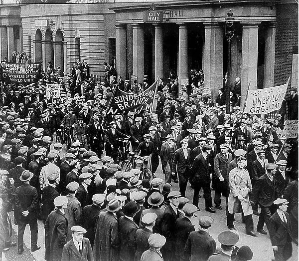 A Communist march past the City Hall, Newcastle. c. 1926