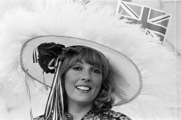 Esther Rantzen wearing a special hat designed by Mrs Shilling