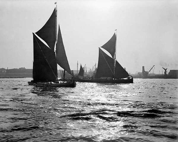 Two traditional Thames barge seen here in the Lower Thames estuary