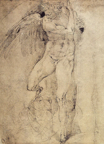 Study of an angel for the Last Judgement: drawing by Michelangelo. Casa Buonarroti, Florence