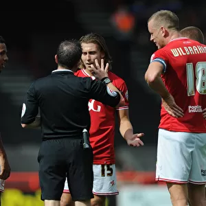 Bristol City's Luke Freeman Argues with Referee after Red Card vs. Brentford (150815)