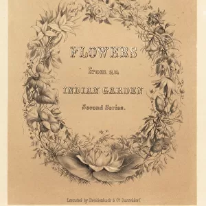 Calligraphic title page with wreath of flowers