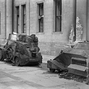 Two disabled tanks during WW2