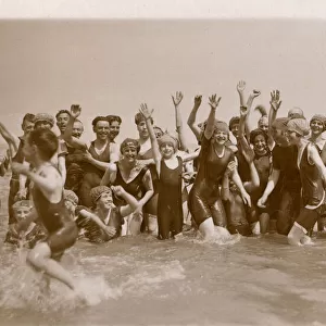 Jolly crowd in the sea