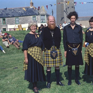 People wearing Cornish tartan, Cornwall