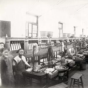 Work stations in a Silk factory, China