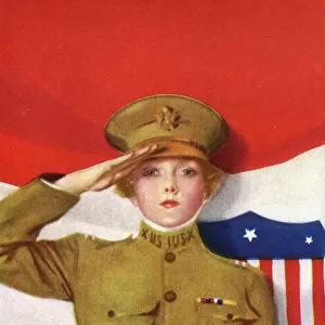 WW1 - Female US Soldier saluting
